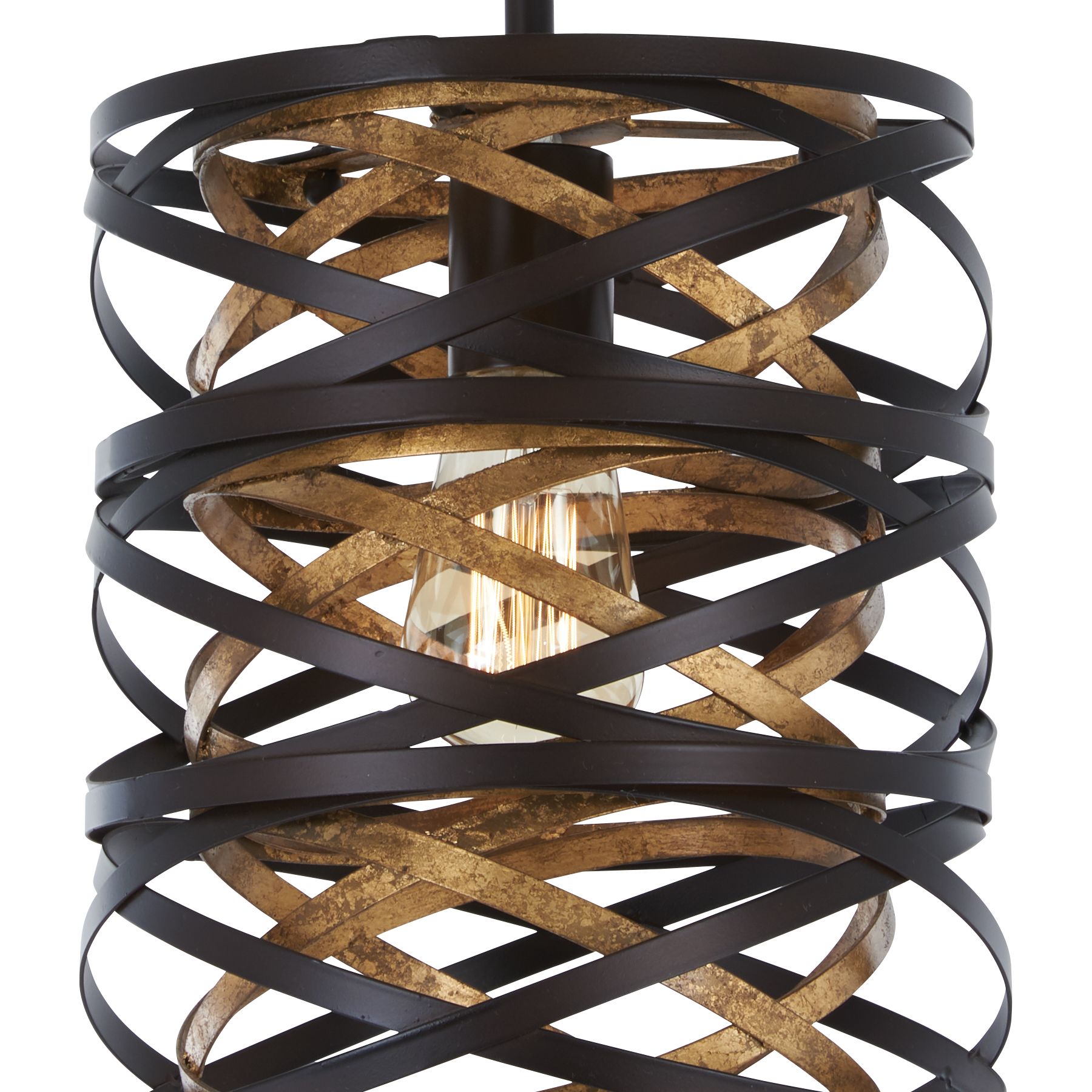 Image 4 Minka-Lavery Vortic Flow 1-Light Dark Bronze with Mosaic Gold Mini Pendant more views