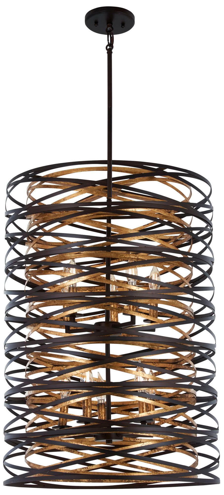 Minka-Lavery Vortic Flow 10-Light Dark Bronze with Mosaic Gold Pendant
