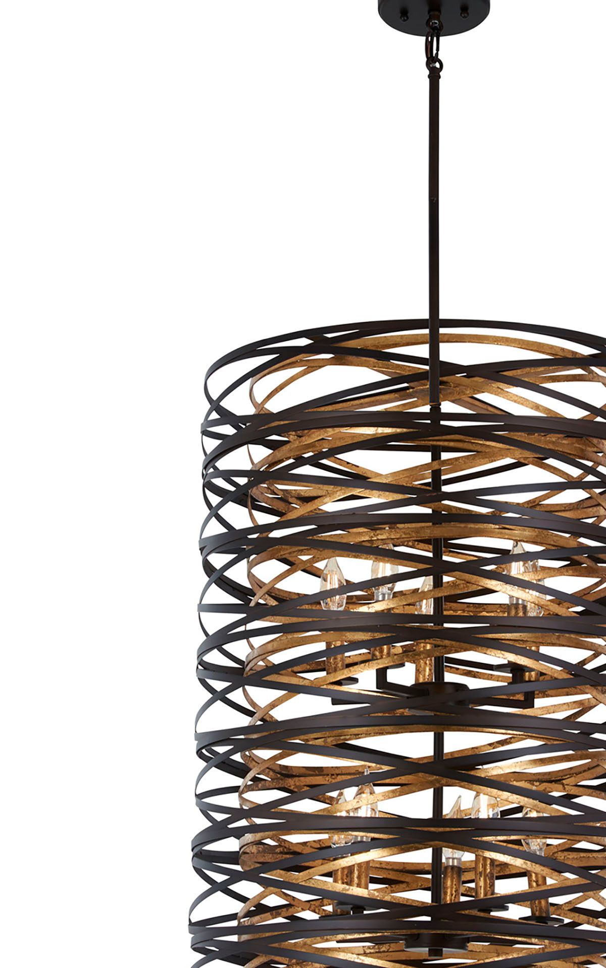 Image 3 Minka-Lavery Vortic Flow 10-Light Dark Bronze with Mosaic Gold Pendant more views