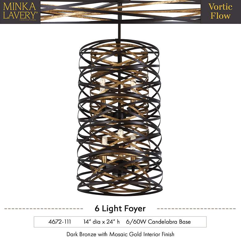 Image 4 Minka Lavery Vortic Flow 14" 6-Light Bronze and Mosaic Gold Pendant more views