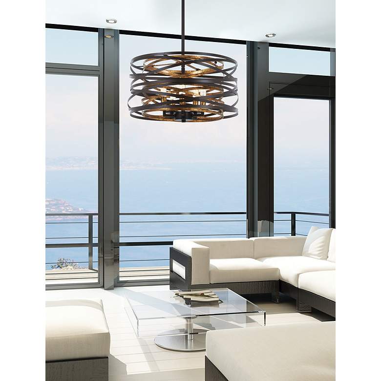 Image 3 Minka Lavery Vortic Flow 16" Dark Bronze and Gold 5-Light Pendant more views