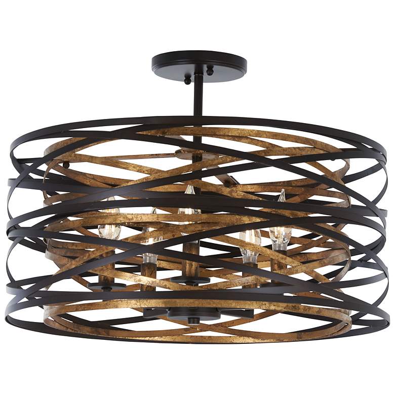 Image 6 Minka Lavery Vortic Flow 16" Dark Bronze and Gold 5-Light Pendant more views
