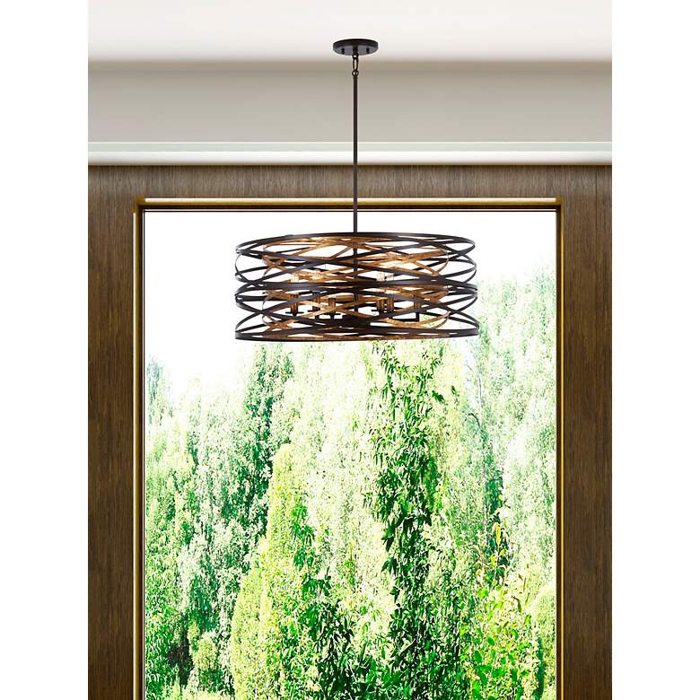 Image 5 Minka Lavery Vortic Flow 26" Dark Bronze and Gold 6-Light Pendant more views