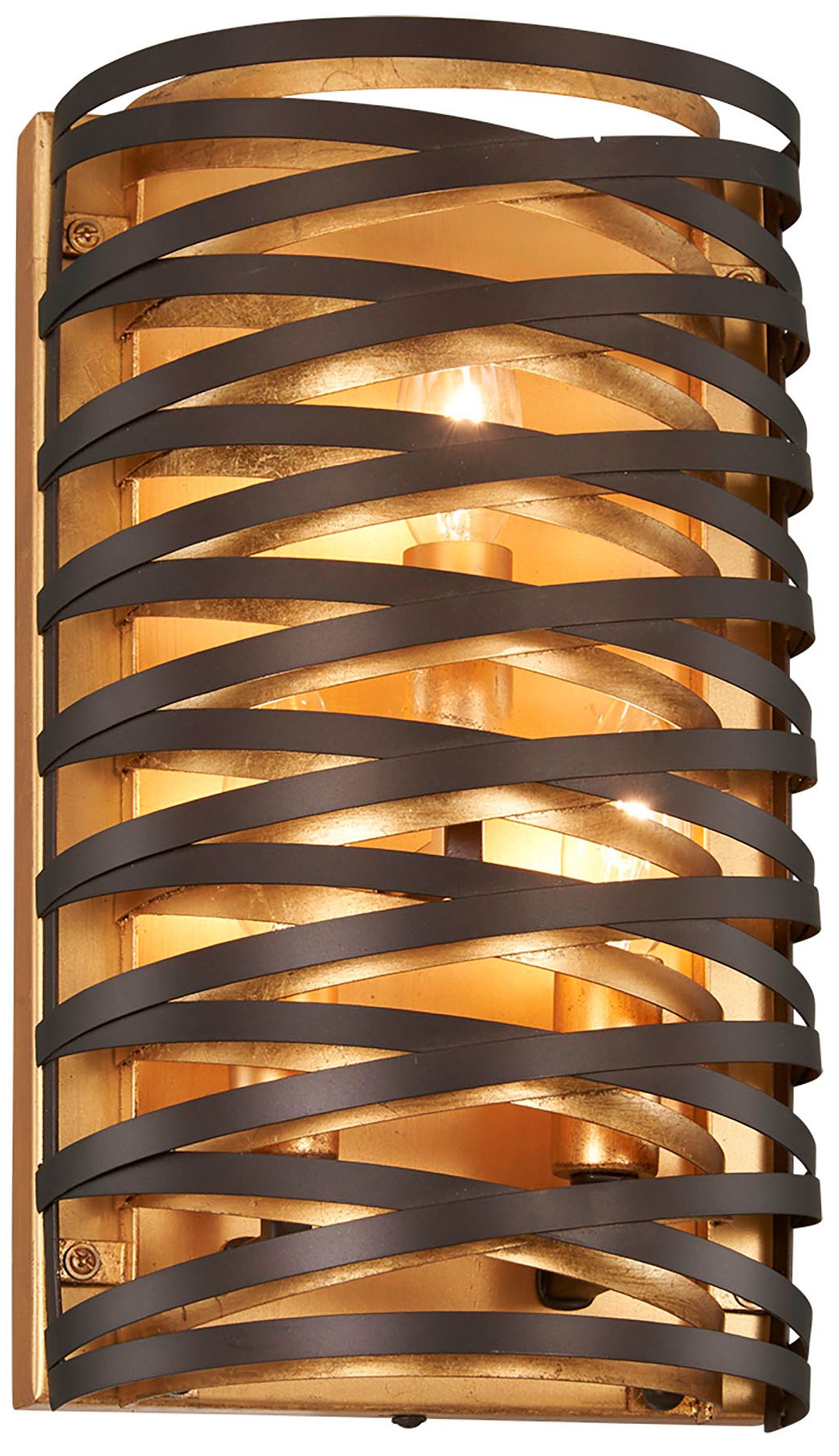 Minka-Lavery Vortic Flow 3-Light Dark Bronze with Mosaic Gold Wall Sconce