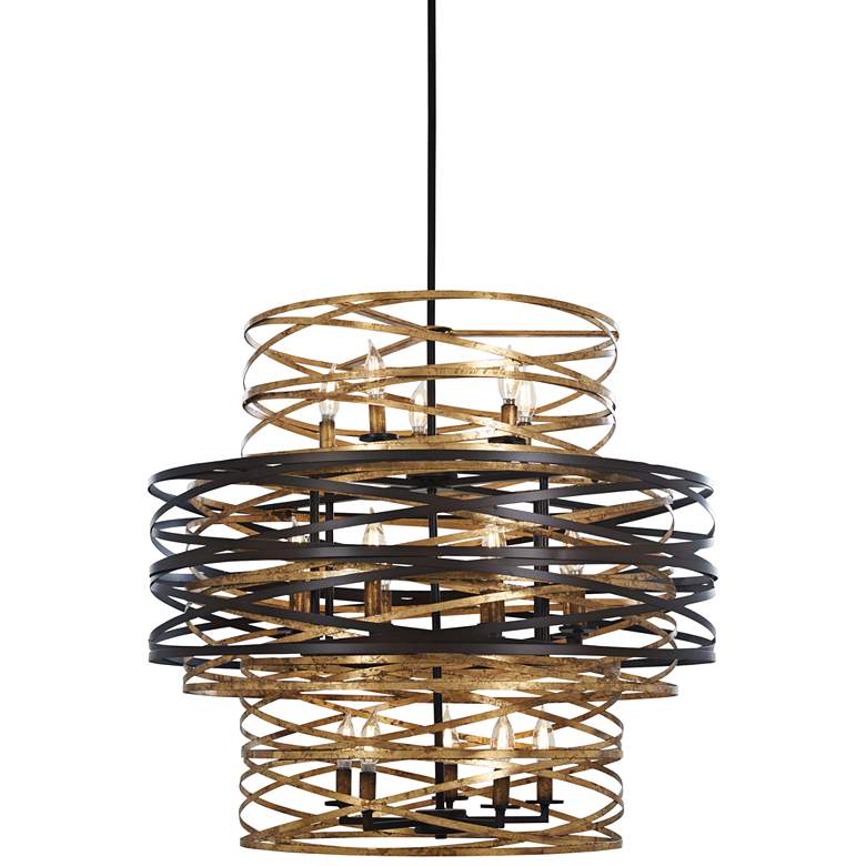 Image 2 Minka Lavery Vortic Flow 30 inch Bronze and Gold 18-Light Modern Pendant