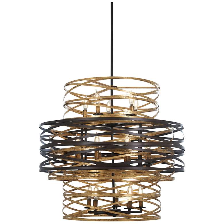 Image 2 Minka Lavery Vortic Flow 30 inch Bronze and Gold 18-Light Modern Pendant