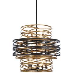 Minka Lavery Vortic Flow 30&quot; Bronze and Gold 18-Light Modern Pendant