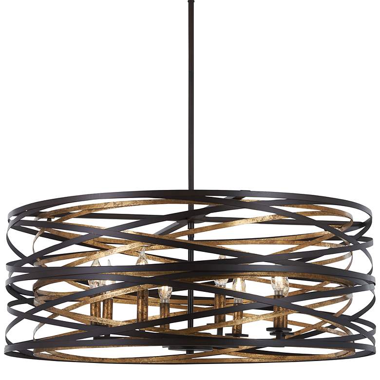 Image 1 Minka-Lavery Vortic Flow 30 inch Wide 8-Light Bronze and Gold Pendant
