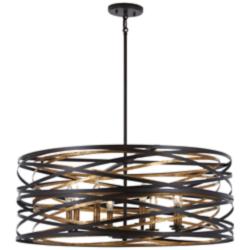 Minka-Lavery Vortic Flow 30" Wide 8-Light Bronze and Gold Pendant