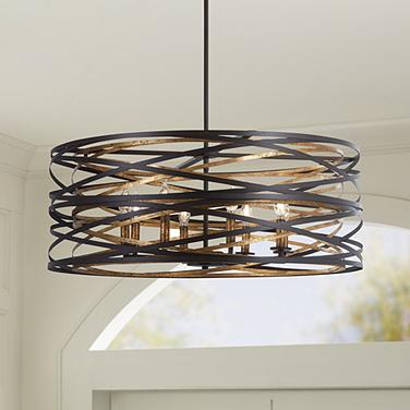 Minka-Lavery Vortic Flow 30" Wide 8-Light Bronze and Gold Pendant