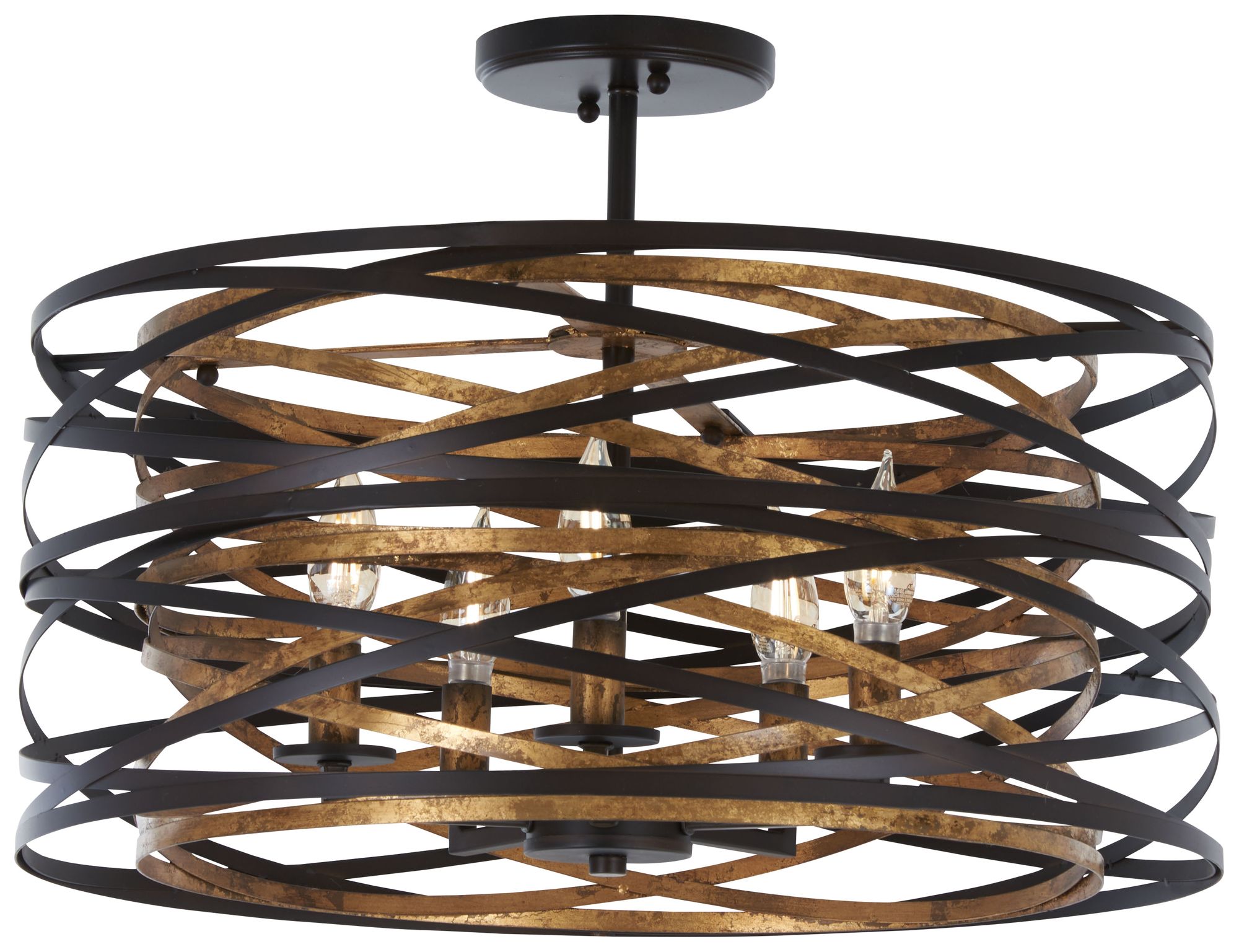 Image 3 Minka-Lavery Vortic Flow 5-Light Bronze and Gold Pendant to Semi-Flush more views
