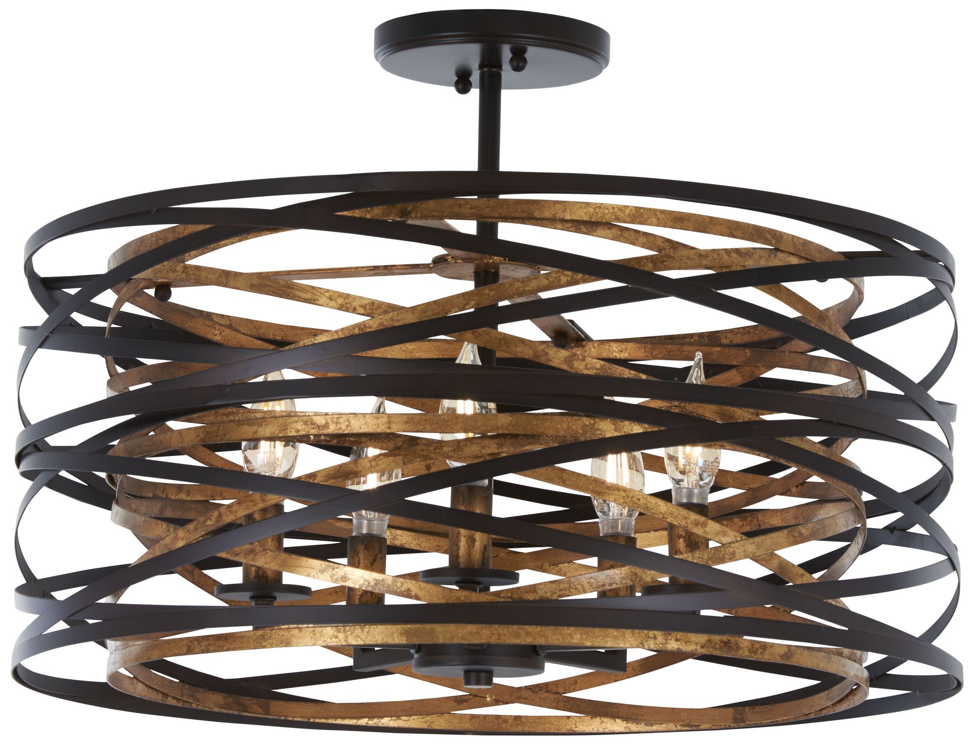 Minka-Lavery Vortic Flow 5-Light Dark Bronze Semi-Flush to Pendant