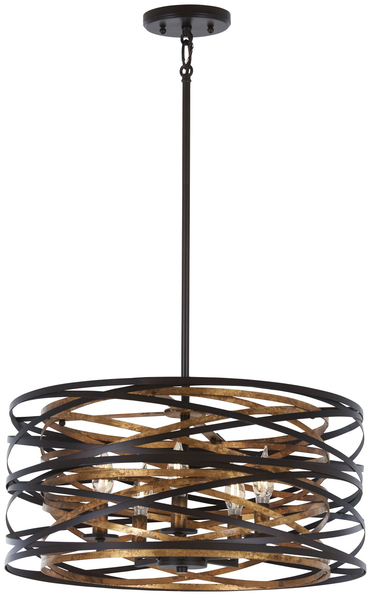 Thumbnail4 of Minka-Lavery Vortic Flow 5-Light Dark Bronze Semi-Flush to Pendant more views