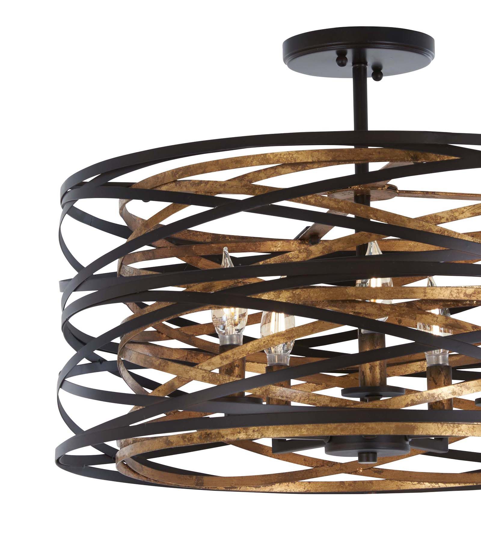 Minka-Lavery Vortic Flow 5-Light Dark Bronze Semi-Flush to Pendant