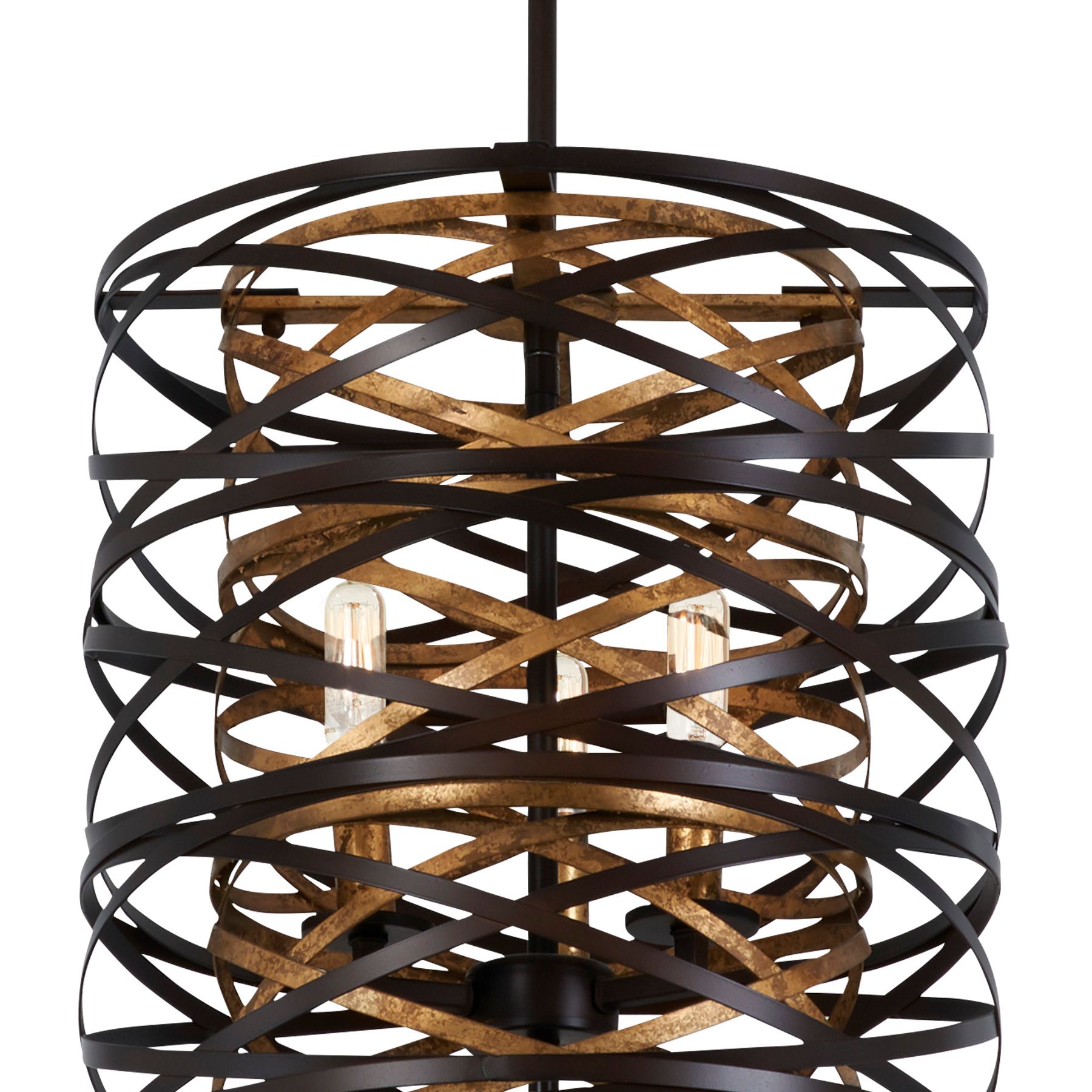 Image 3 Minka-Lavery Vortic Flow 6-Light Dark Bronze with Mosaic Gold Pendant more views