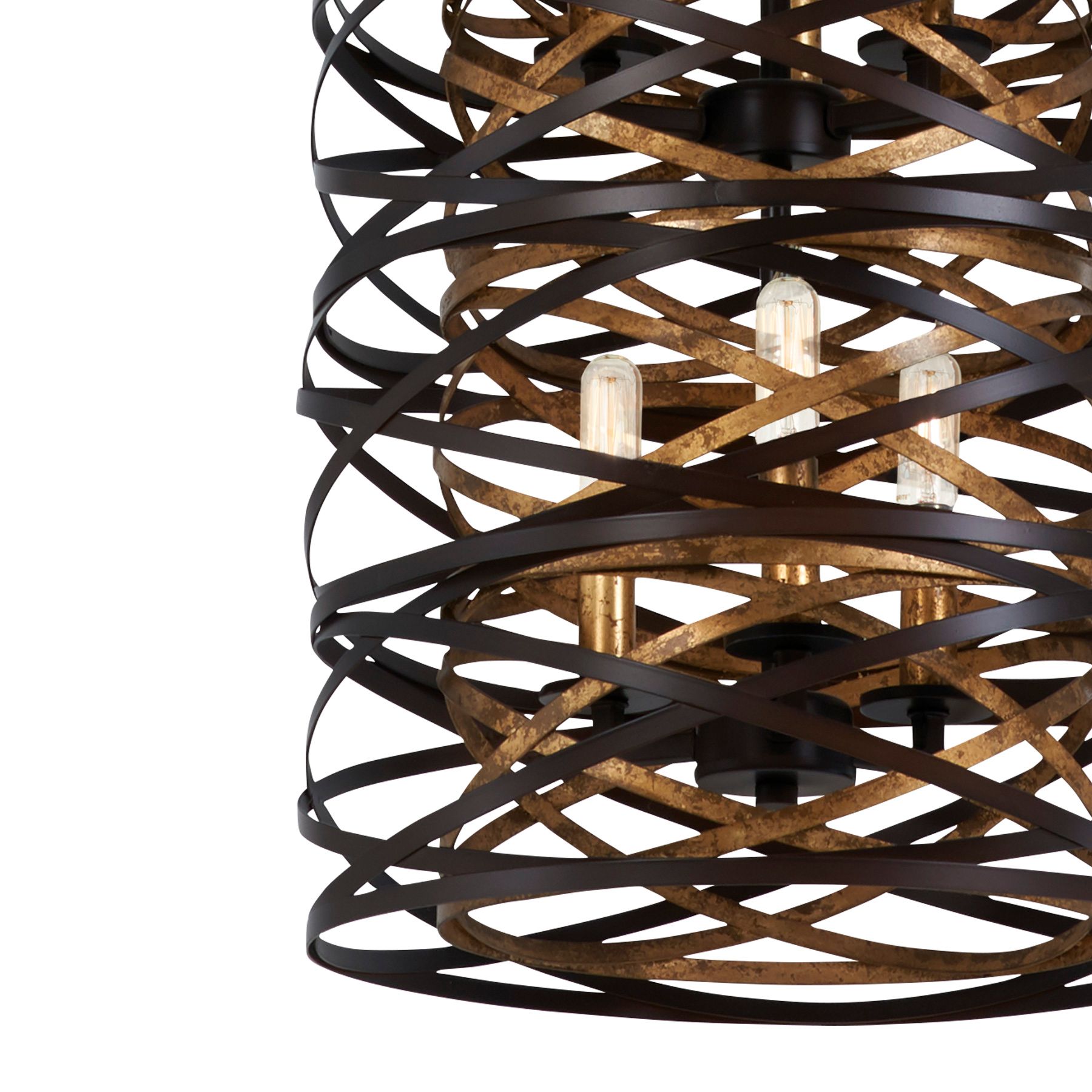 Image 4 Minka-Lavery Vortic Flow 6-Light Dark Bronze with Mosaic Gold Pendant more views