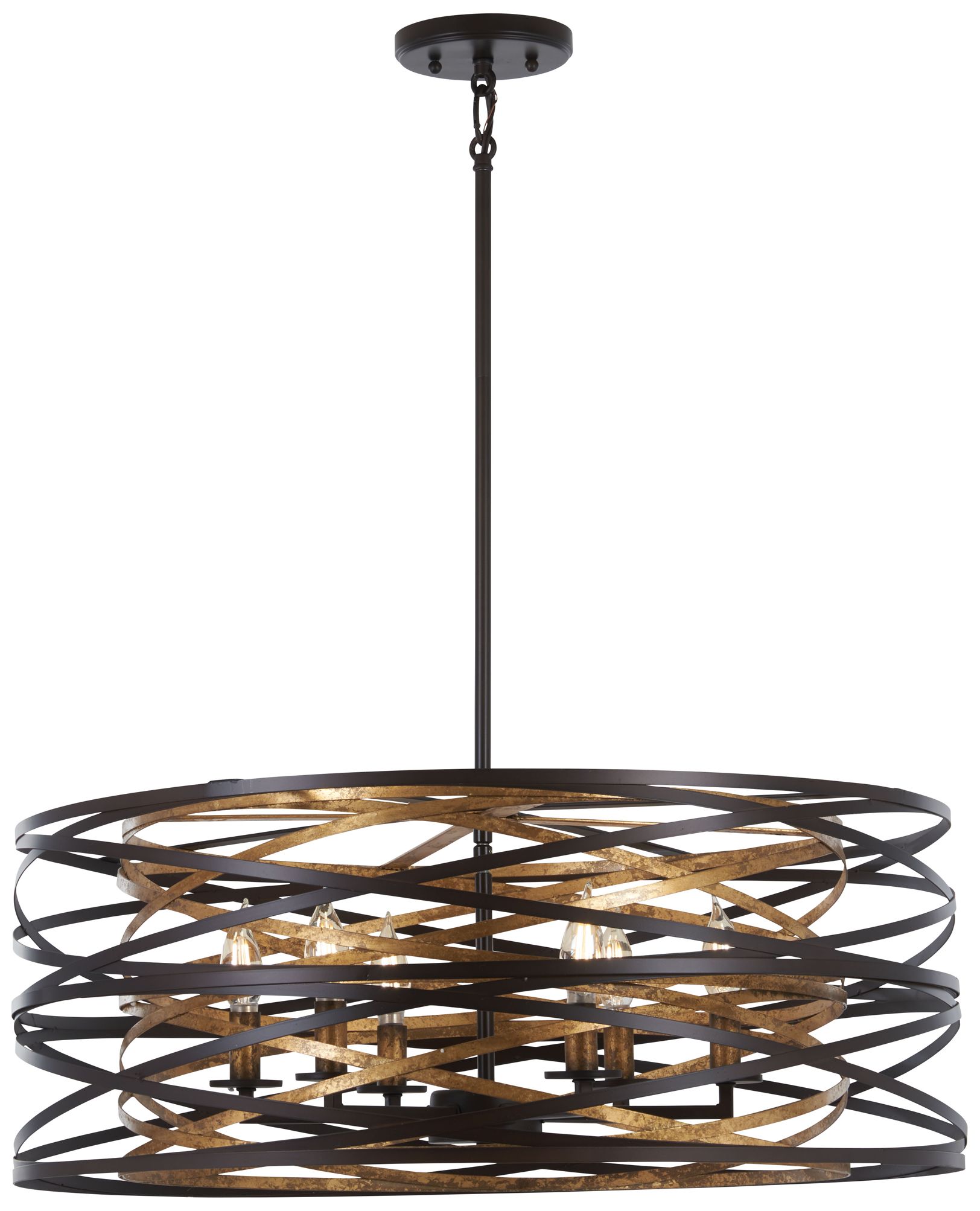 Minka-Lavery Vortic Flow 6-Light Dark Bronze with Mosaic Gold Pendant
