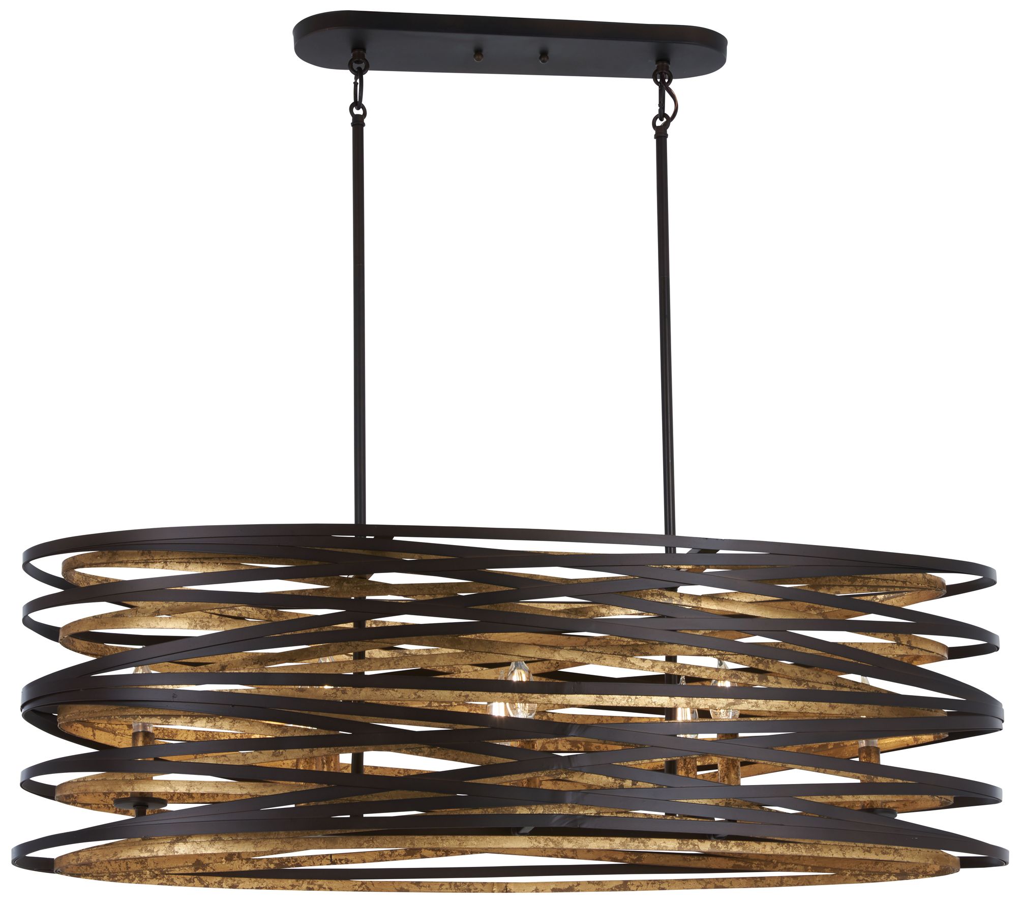 Image 2 Minka-Lavery Vortic Flow 8-Light Dark Bronze and Gold Island Chandelier
