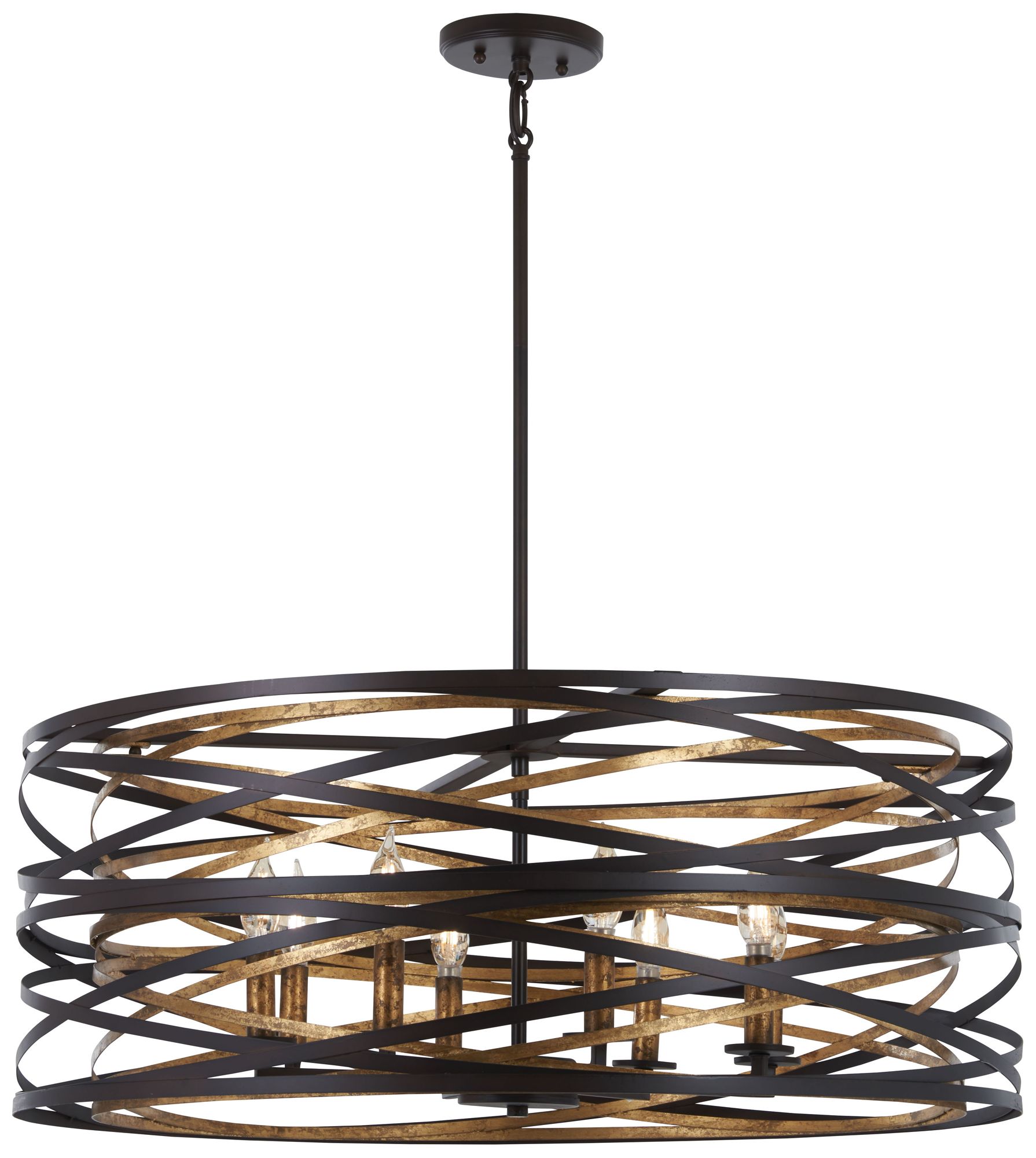 Minka-Lavery Vortic Flow 8-Light Dark Bronze with Mosaic Gold Pendant