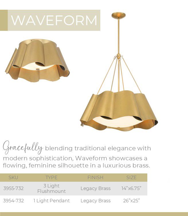 Image 5 Minka-Lavery Waveform 3-Light 14-in Legacy Brass Indoor Flush Mount more views