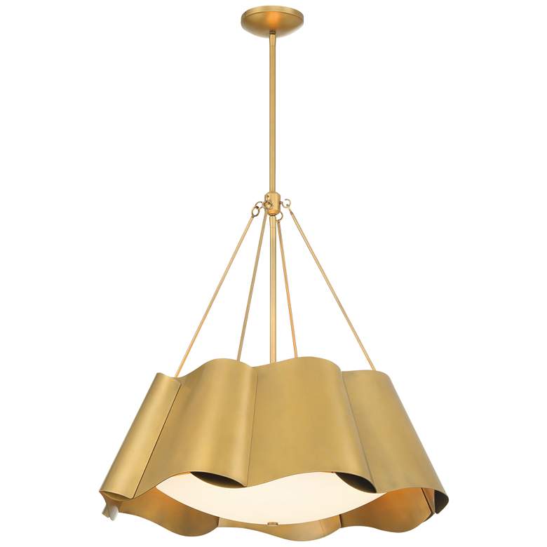 Image 1 Minka-Lavery Waveform 4-Light 26-in Legacy Brass Indoor Pendant