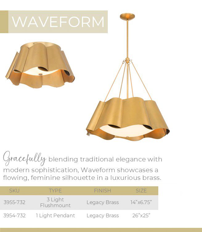 Minka-Lavery Waveform 4-Light 26-in Legacy Brass Indoor Pendant