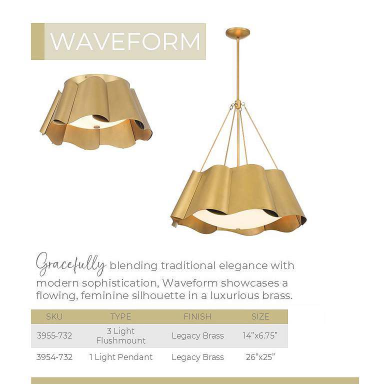Image 7 Minka-Lavery Waveform 4-Light 26-in Legacy Brass Indoor Pendant more views