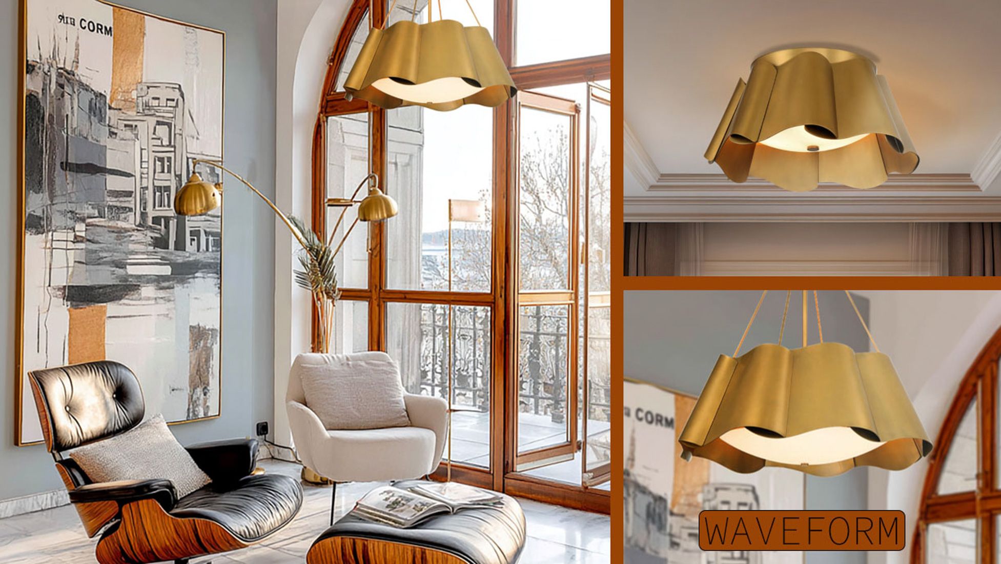 Minka-Lavery Waveform 4-Light 26-in Legacy Brass Indoor Pendant