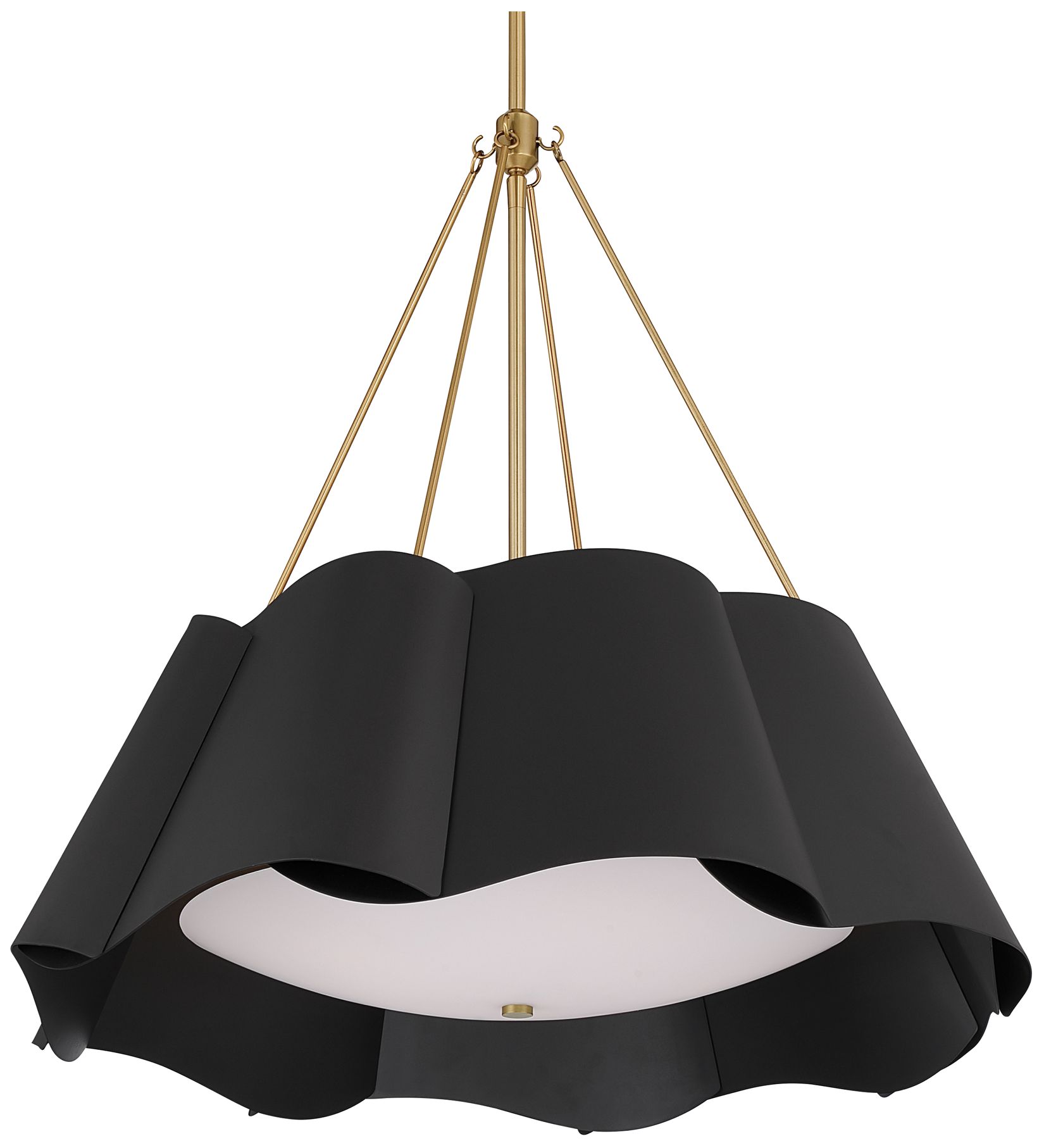 Thumbnail1 of Minka Lavery Waveform 4-Lt 26-in Dark Bronze and Brass Pendant with Shade
