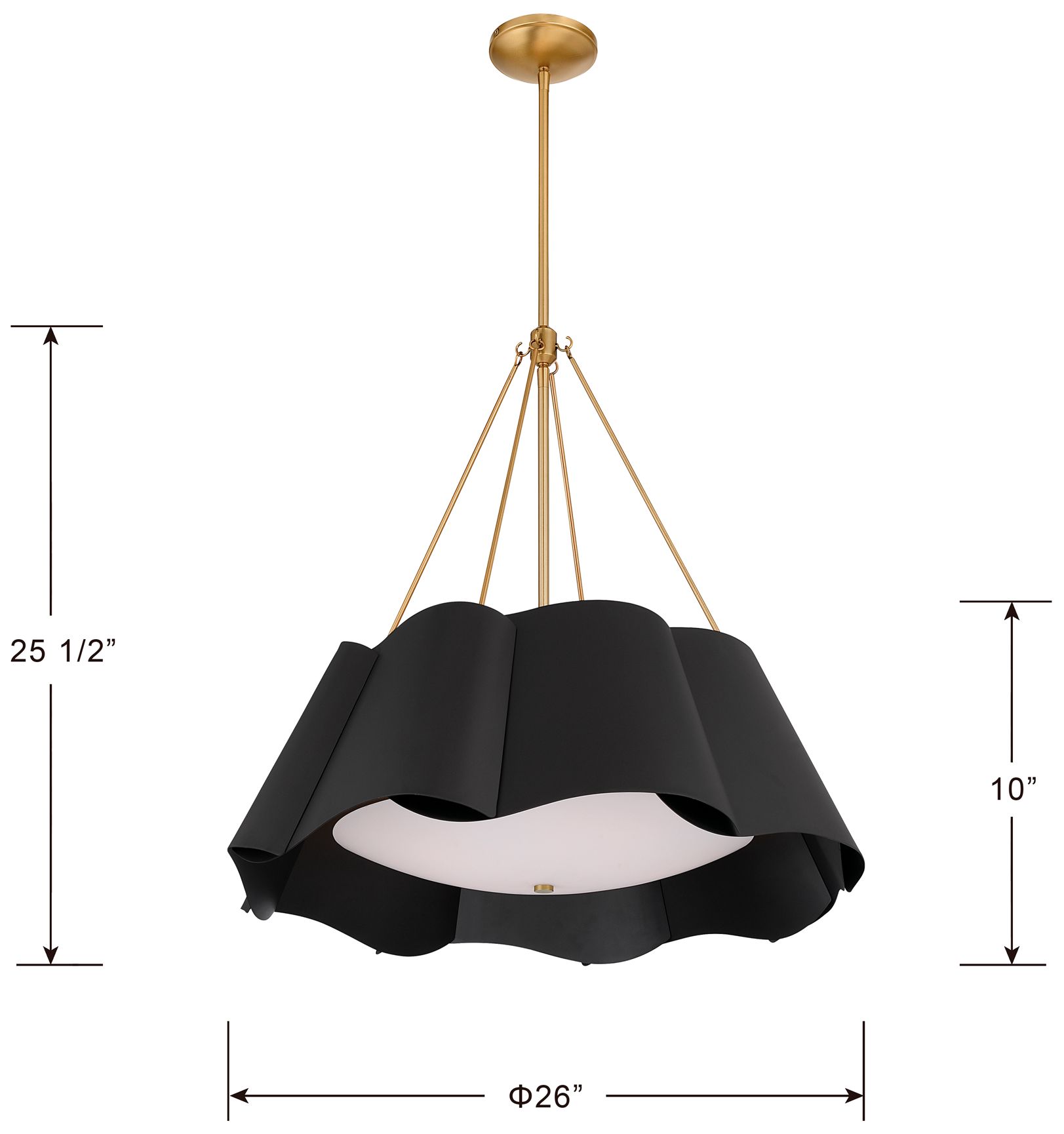 Minka Lavery Waveform 4-Lt 26-in Dark Bronze and Brass Pendant with Shade