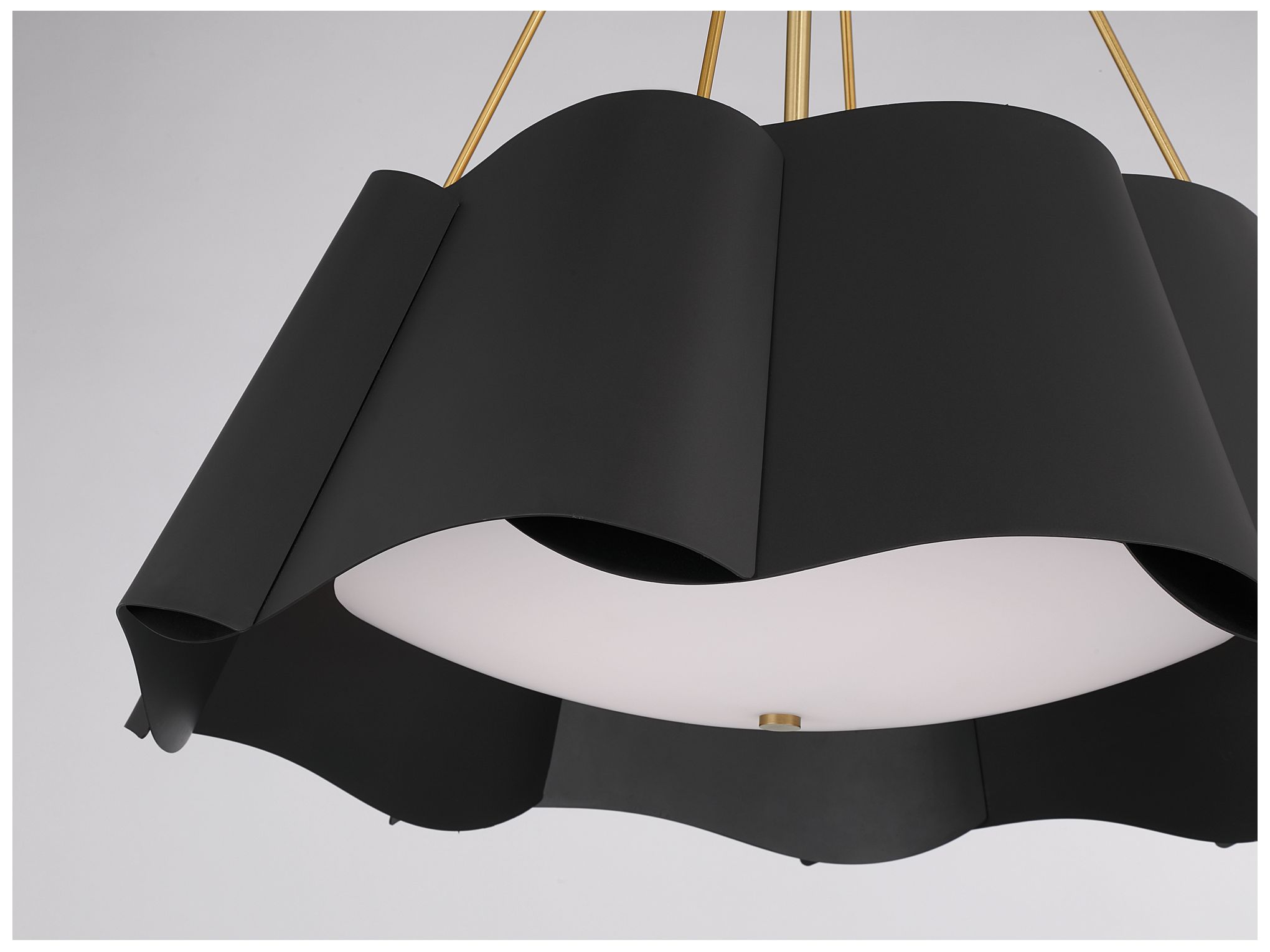 Minka Lavery Waveform 4-Lt 26-in Dark Bronze and Brass Pendant with Shade