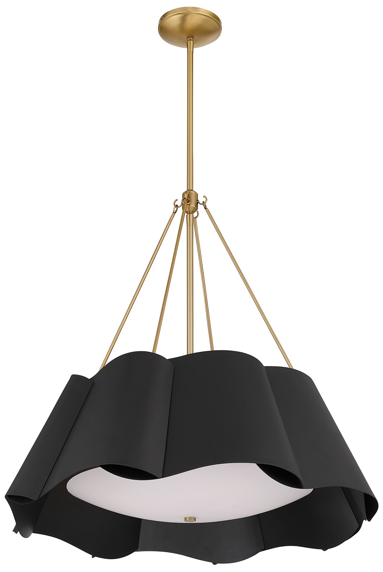 Minka Lavery Waveform 4-Lt 26-in Dark Bronze and Brass Pendant with Shade
