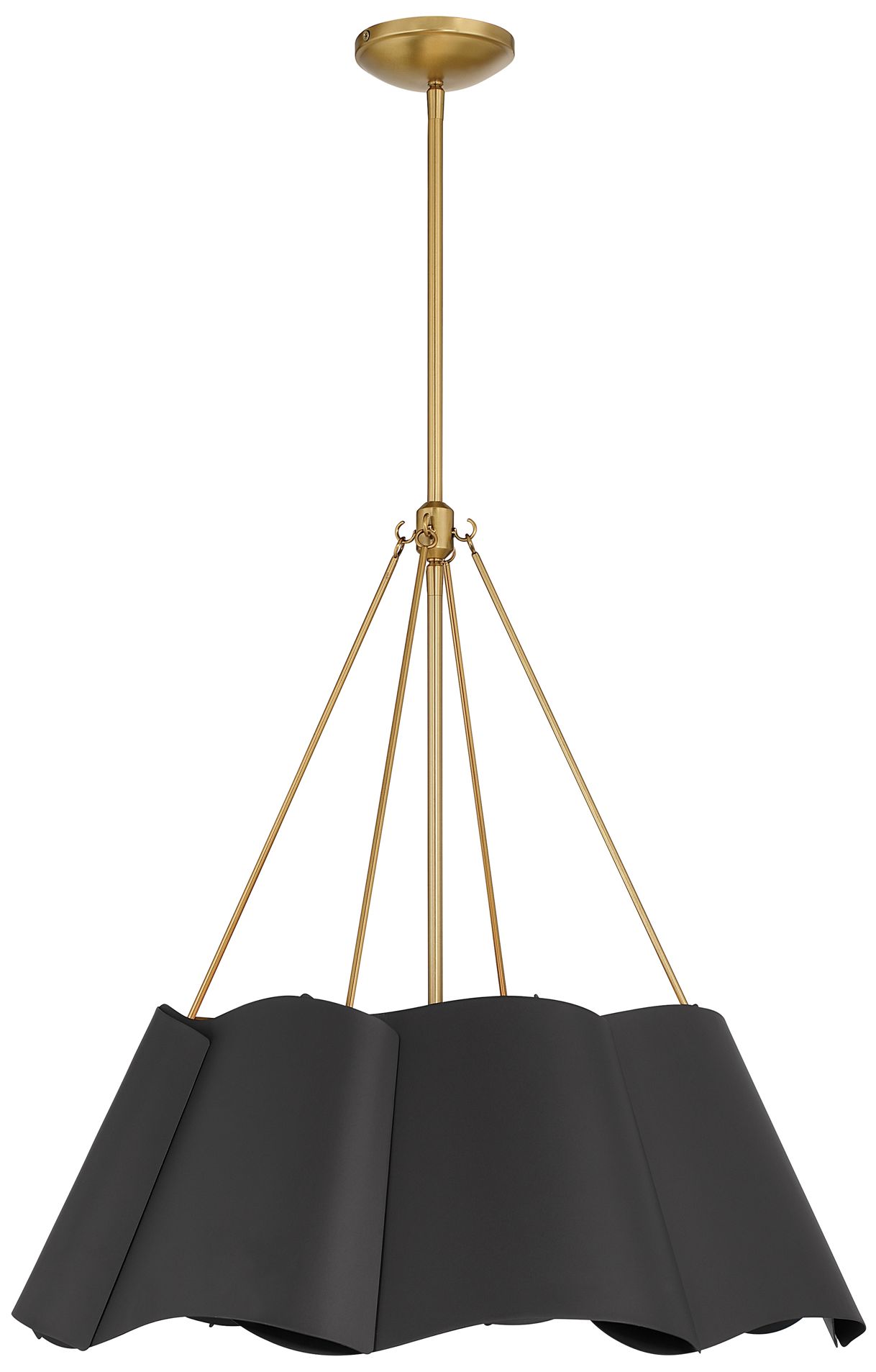 Minka Lavery Waveform 4-Lt 26-in Dark Bronze and Brass Pendant with Shade