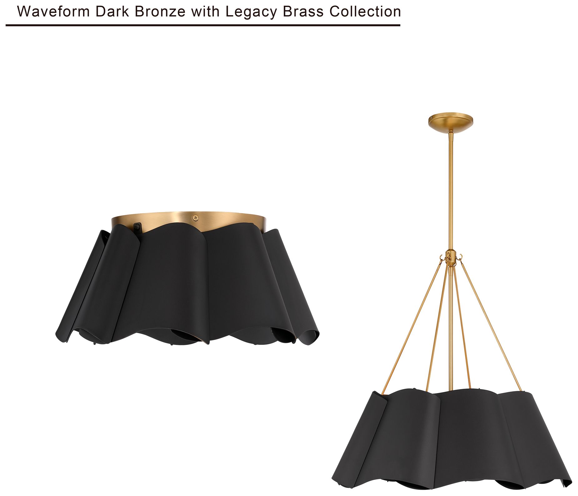 Minka Lavery Waveform 4-Lt 26-in Dark Bronze and Brass Pendant with Shade