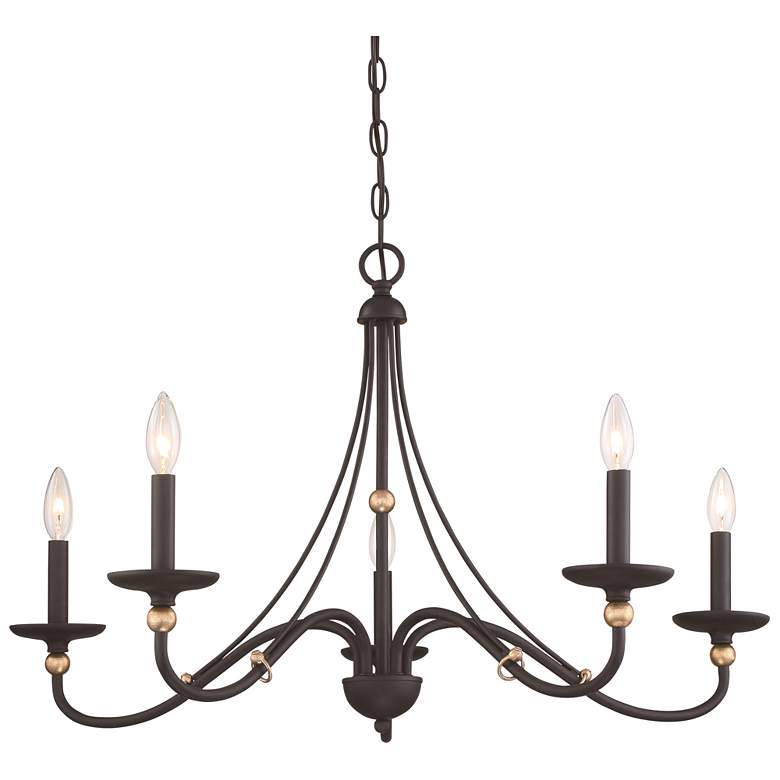 Image 1 Minka-Lavery Westchester 34 inch Wide 5-Light Coal and Gold Chandelier