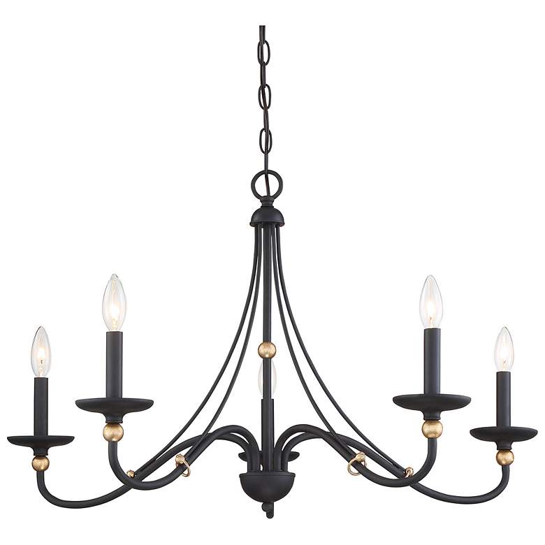 Image 2 Minka-Lavery Westchester 34" Wide 5-Light Coal and Gold Chandelier