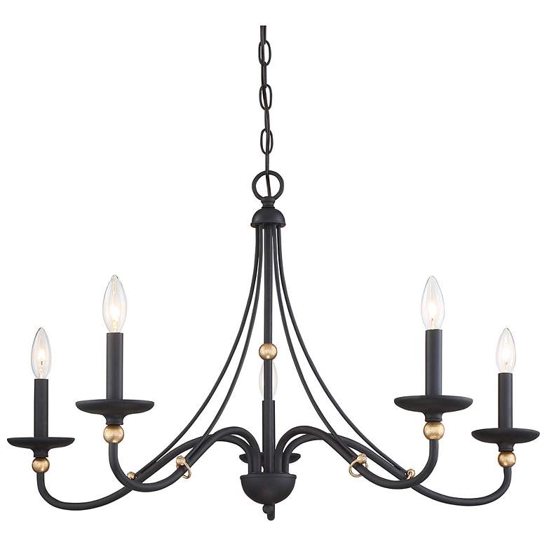 Image 1 Minka-Lavery Westchester 34 inch Wide 5-Light Coal and Gold Chandelier