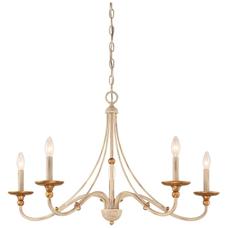 Image 2 Minka Lavery Westchester County 28" Farmhouse White 5-Light Chandelier
