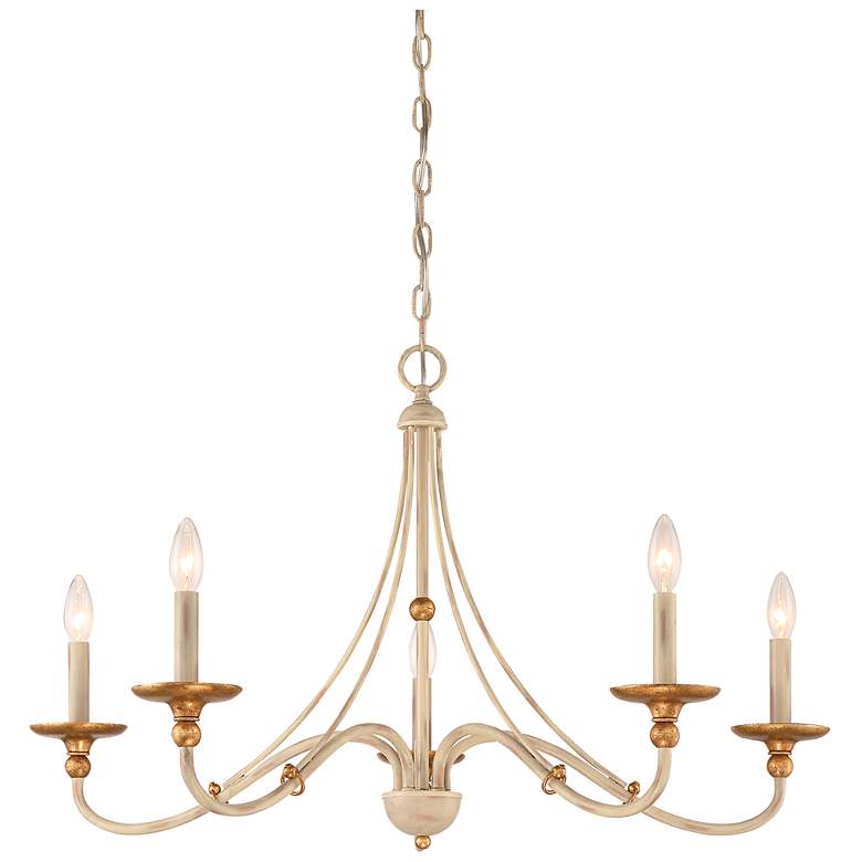 Image 1 Minka Lavery Westchester County 28 inch Farmhouse White 5-Light Chandelier