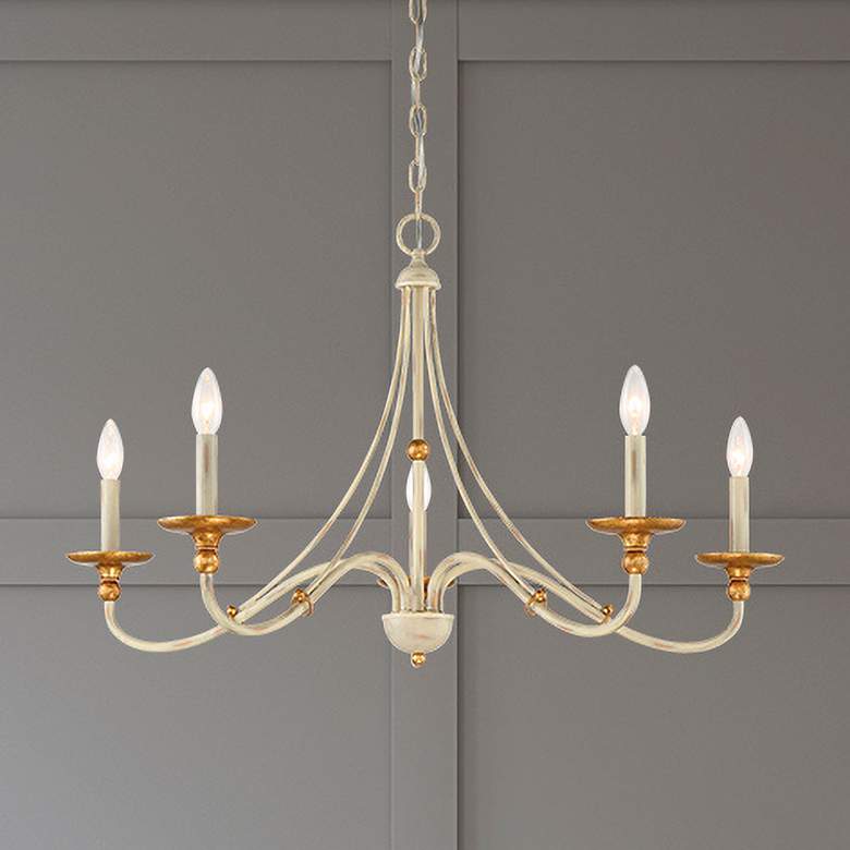 Image 1 Minka Lavery Westchester County 28" Farmhouse White 5-Light Chandelier