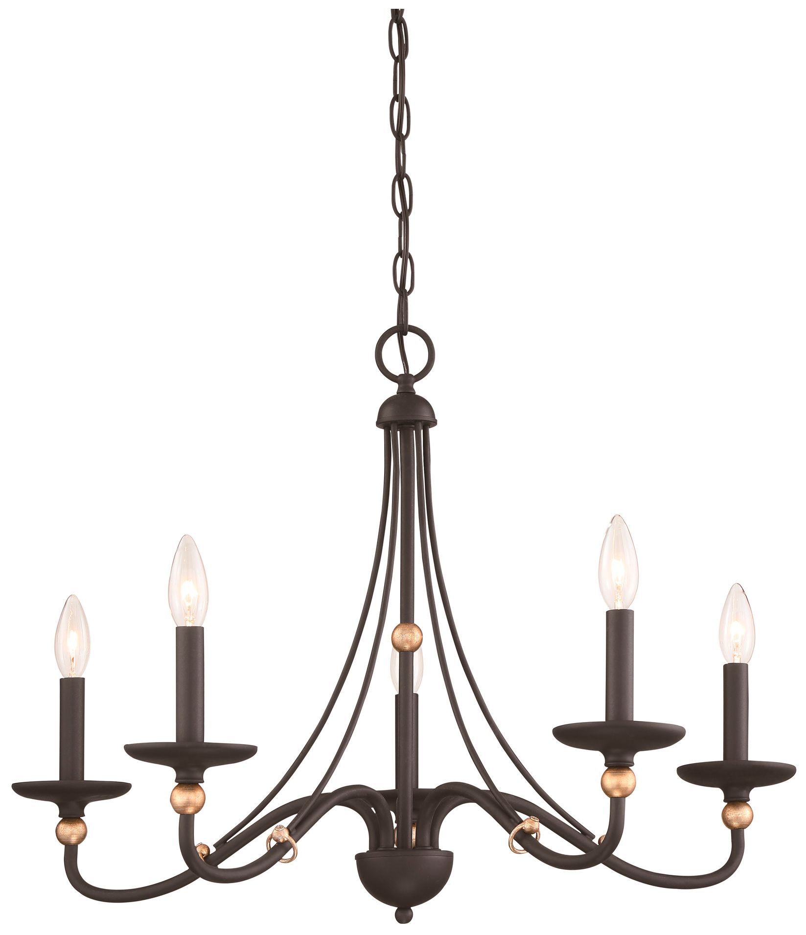 Minka-Lavery Westchester County 5-Light Coal and Gold Leaf Chandelier