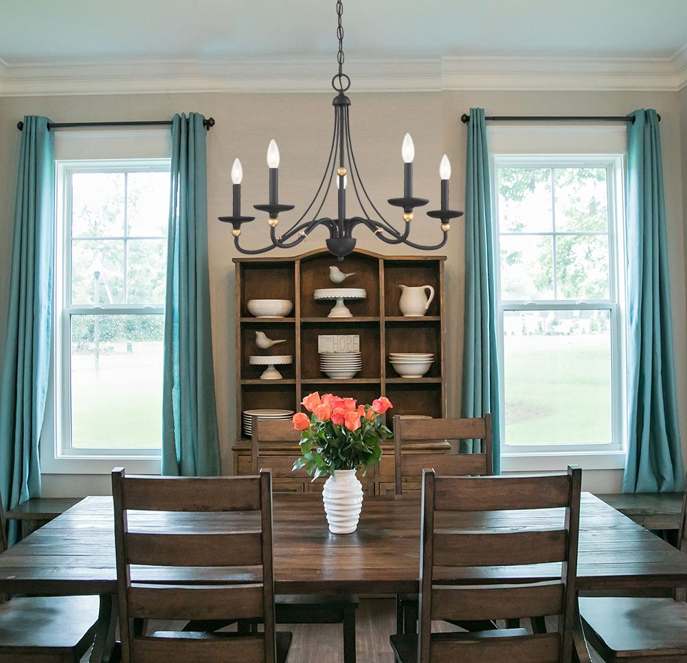Image 2 Minka-Lavery Westchester County 5-Light Coal and Gold Leaf Chandelier more views