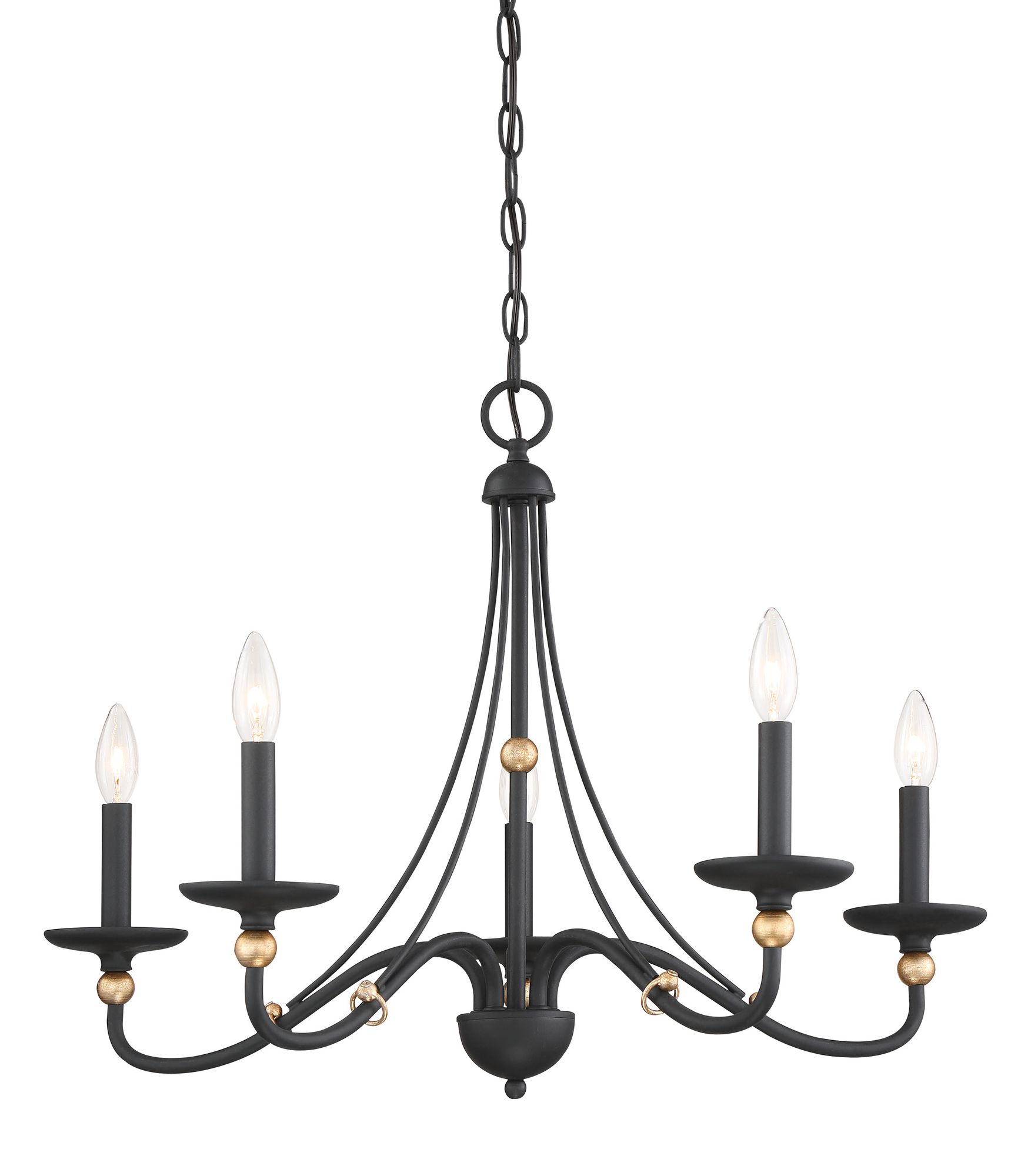 Minka-Lavery Westchester County 5-Light Coal and Gold Leaf Chandelier