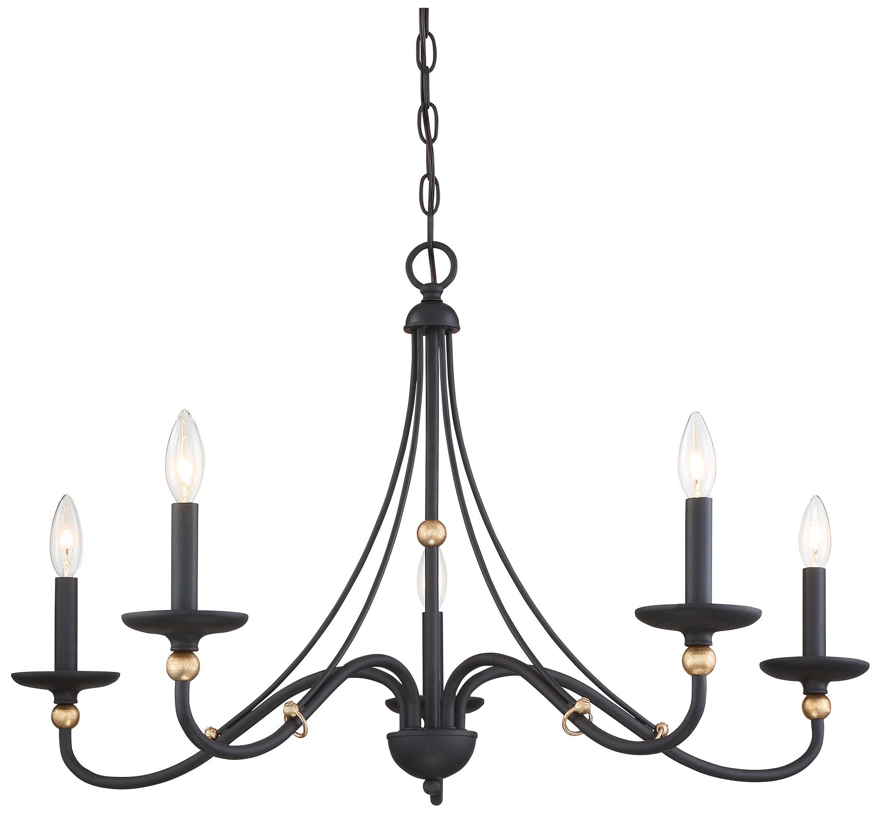 Minka-Lavery Westchester County 5-Light Coal with Gold Leaf Chandelier