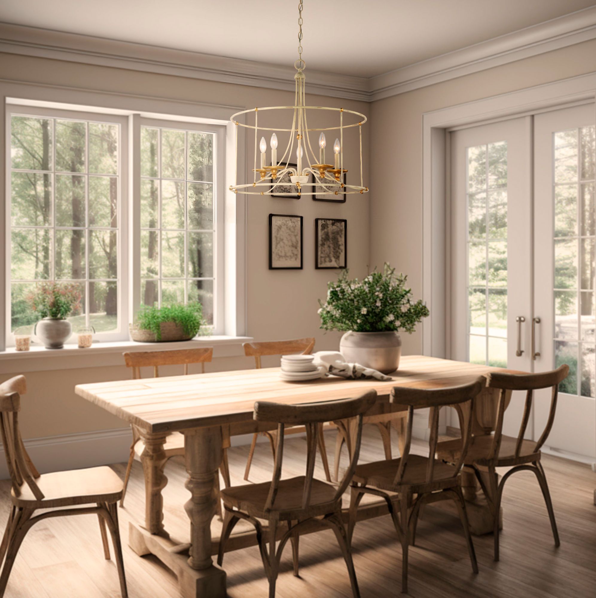 Image 3 Minka-Lavery Westchester County 5-Light Farmhouse White Round Chandelier more views