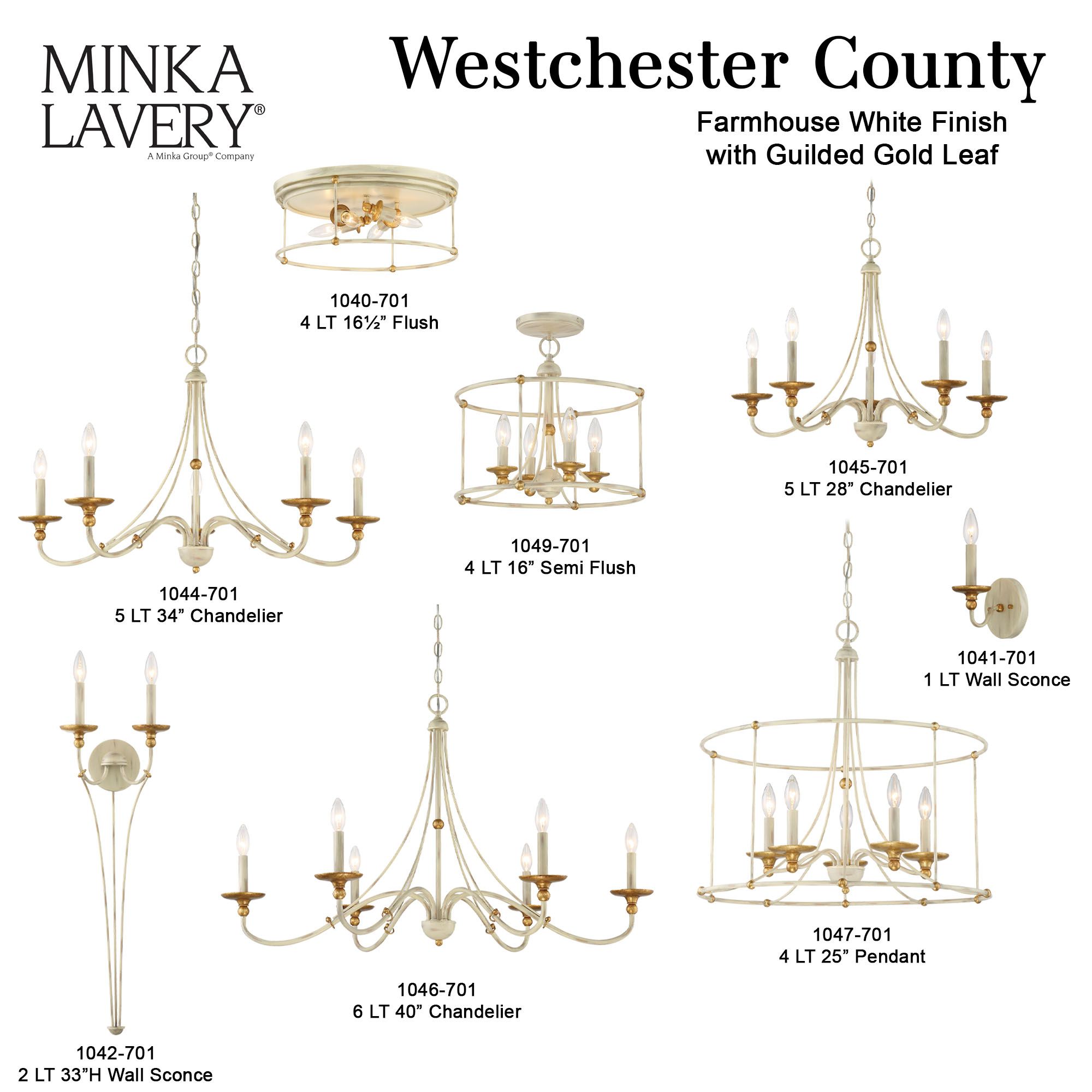 Image 5 Minka-Lavery Westchester County 5-Light Farmhouse White Round Chandelier more views