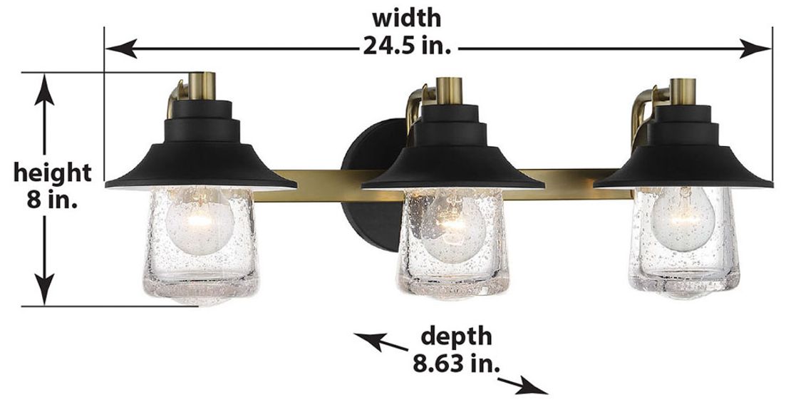Minka-Lavery Westfield Manor 3-Light Sand Black and Soft Brass Vanity Light