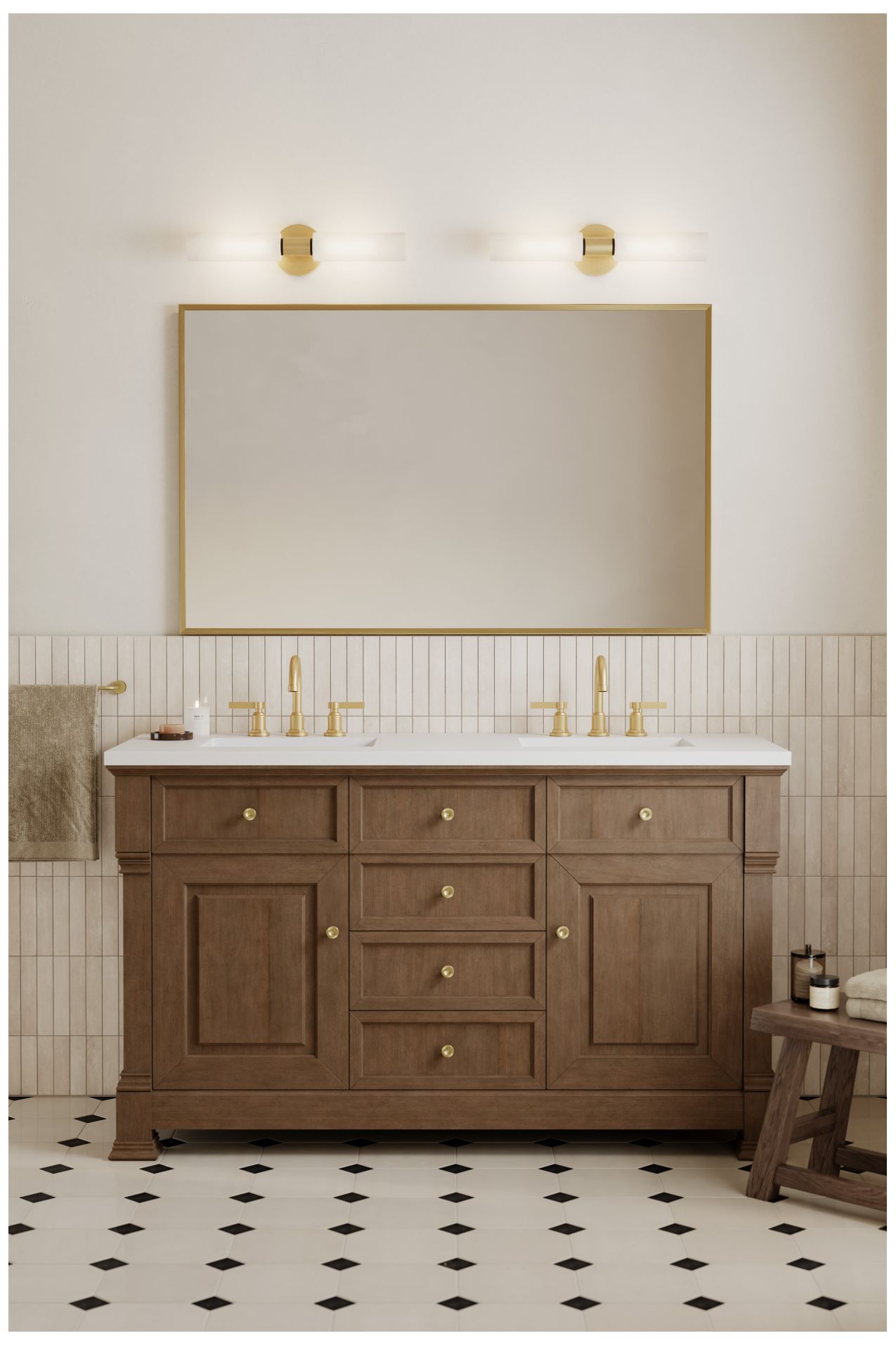 Image 2 Minka Lavery Wexmere 2-Light 21-in Brass and Black Vanity Light with Shades more views
