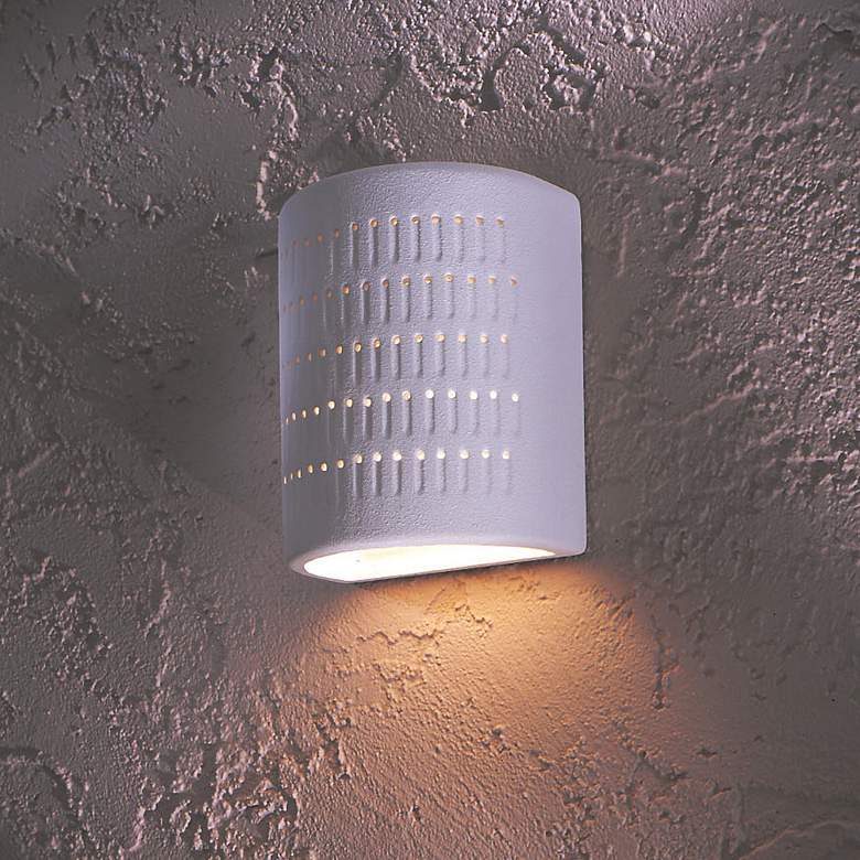 Image 1 Minka Lavery White Ceramic 10" High Pocket Outdoor Wall Light