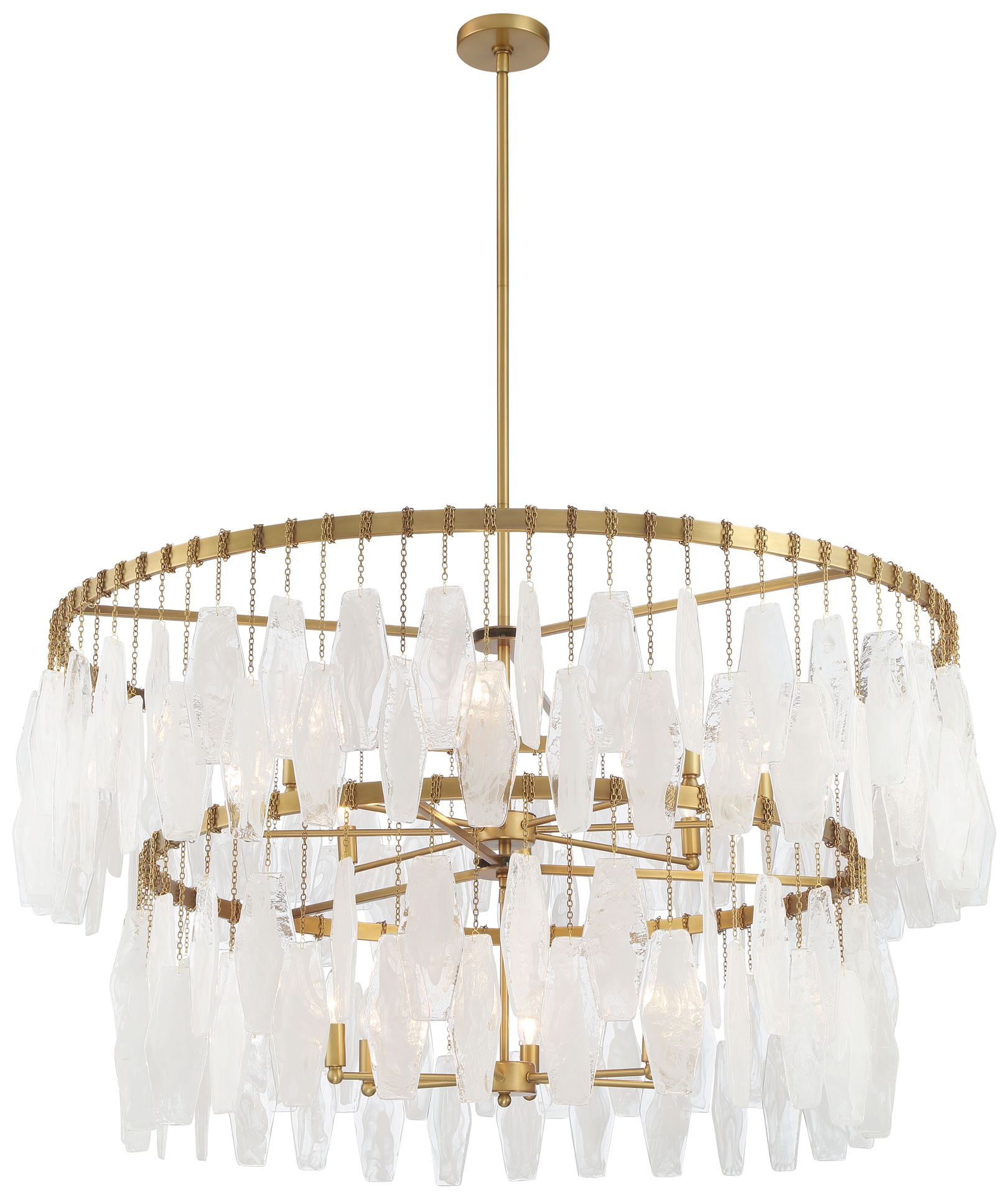 Image 2 Minka-Lavery Willow 14-Light 45-in Legacy Brass Pendant with Glass Shades